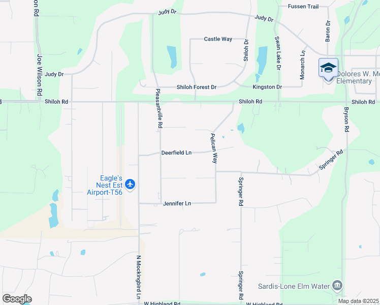 map of restaurants, bars, coffee shops, grocery stores, and more near Deerfield Lane in Midlothian