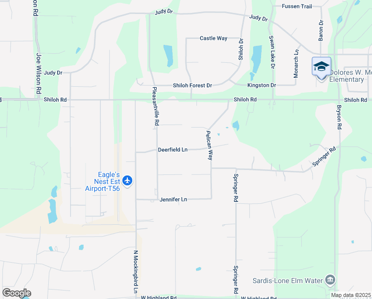 map of restaurants, bars, coffee shops, grocery stores, and more near 5811 Deerfield Lane in Midlothian