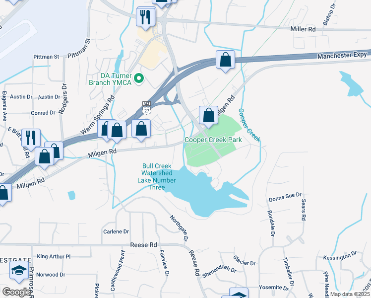 map of restaurants, bars, coffee shops, grocery stores, and more near 4800 Burt Mar Drive in Columbus