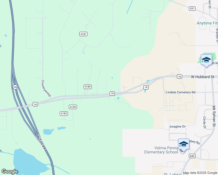 map of restaurants, bars, coffee shops, grocery stores, and more near 16900-17098 County Road 4189 in Lindale