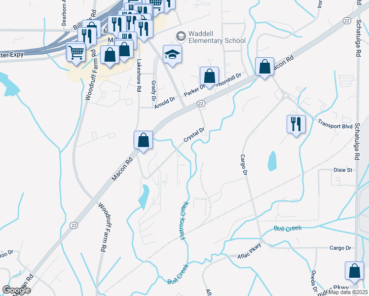 map of restaurants, bars, coffee shops, grocery stores, and more near 6216 Crystal Drive in Columbus