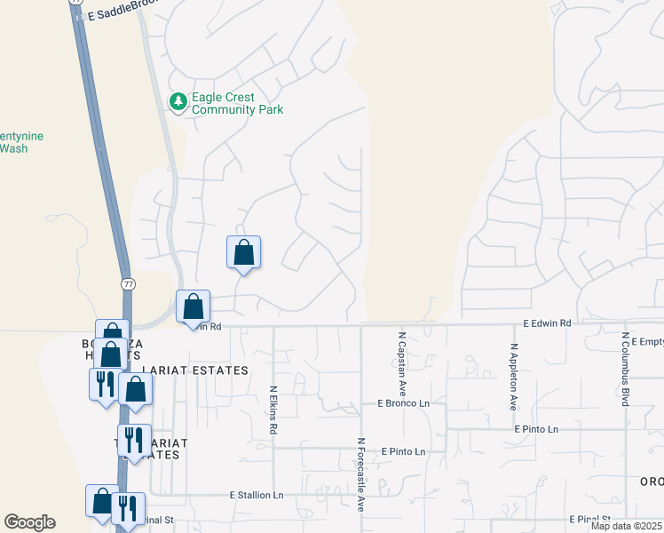 map of restaurants, bars, coffee shops, grocery stores, and more near 39930 Mountain Shadow Drive in Tucson