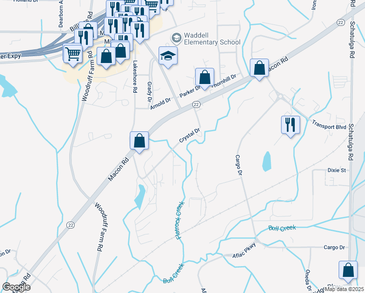 map of restaurants, bars, coffee shops, grocery stores, and more near 6228 Crystal Drive in Columbus