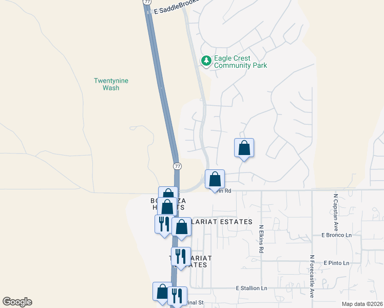map of restaurants, bars, coffee shops, grocery stores, and more near 60191 Verde Vista Court in Tucson
