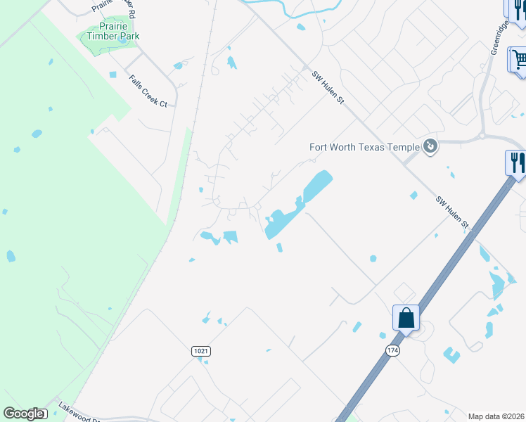 map of restaurants, bars, coffee shops, grocery stores, and more near 9901 Tantarra Drive in Burleson