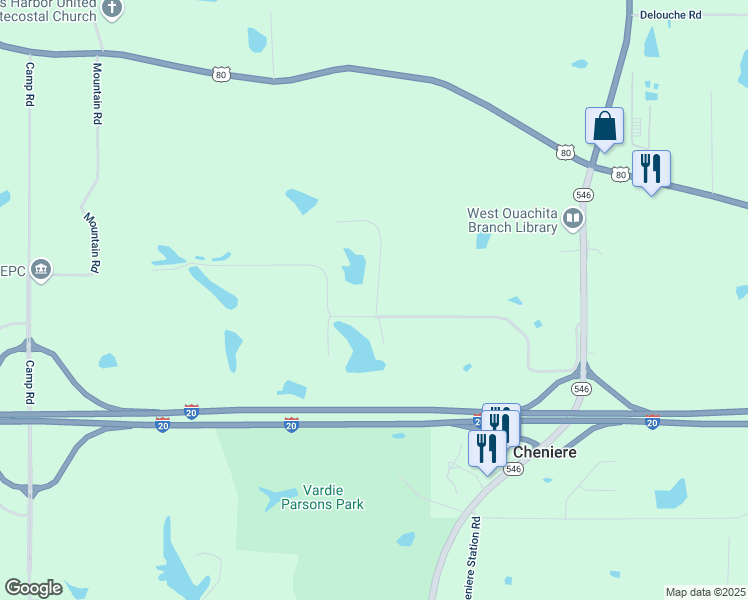 map of restaurants, bars, coffee shops, grocery stores, and more near 101-299 Roach Road in West Monroe