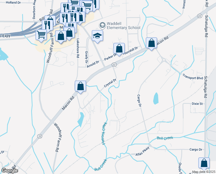 map of restaurants, bars, coffee shops, grocery stores, and more near 6228 Crystal Drive in Columbus