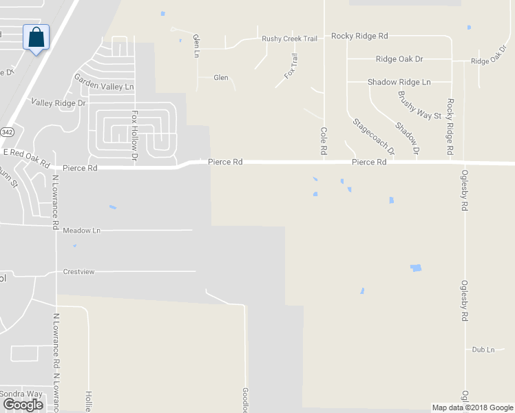 map of restaurants, bars, coffee shops, grocery stores, and more near 542 Pierce Road in Red Oak