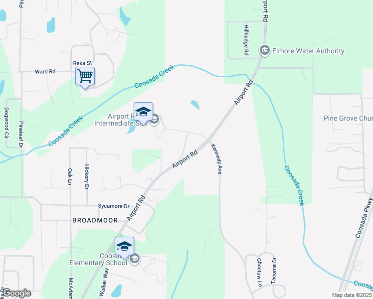 map of restaurants, bars, coffee shops, grocery stores, and more near 5880 Airport Road in Coosada