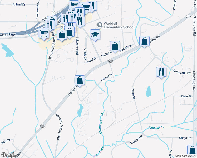 map of restaurants, bars, coffee shops, grocery stores, and more near 6145 Crystal Drive in Columbus