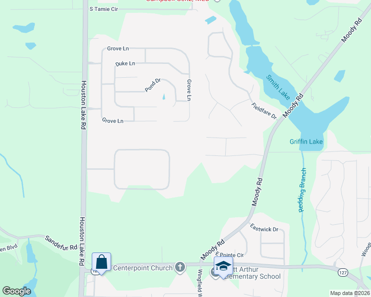 map of restaurants, bars, coffee shops, grocery stores, and more near 222 Blue Meadow Circle in Kathleen