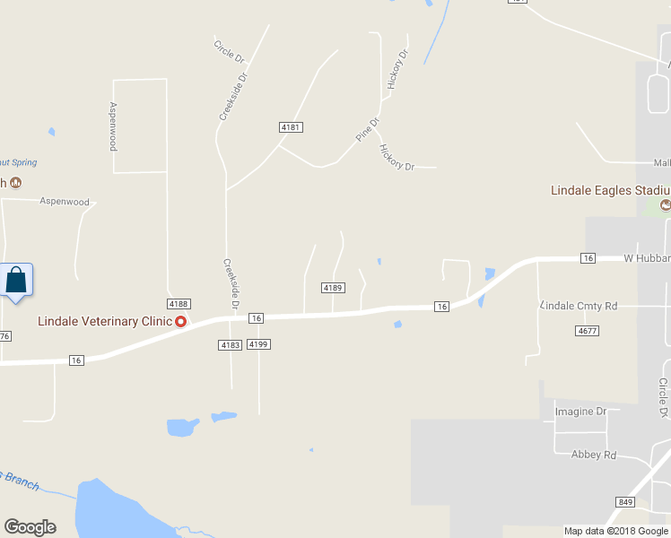 map of restaurants, bars, coffee shops, grocery stores, and more near County Road 4189 in Lindale