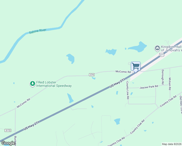 map of restaurants, bars, coffee shops, grocery stores, and more near 23861-24679 McComic Road in Gladewater
