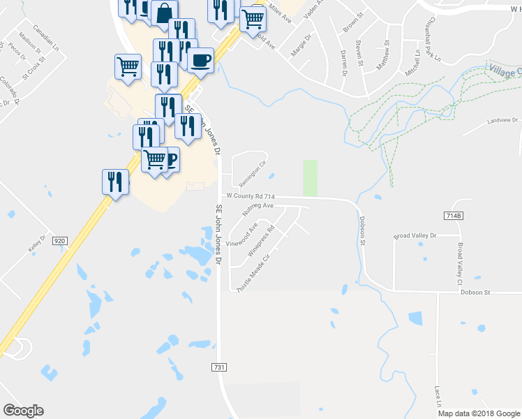 map of restaurants, bars, coffee shops, grocery stores, and more near 427 Nutmeg Avenue in Burleson