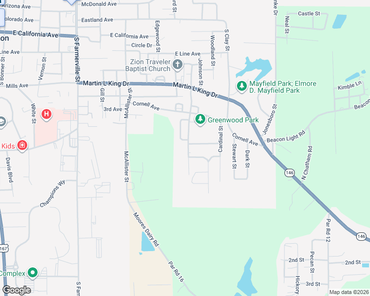 map of restaurants, bars, coffee shops, grocery stores, and more near 100-130 Terrill Drive in Ruston