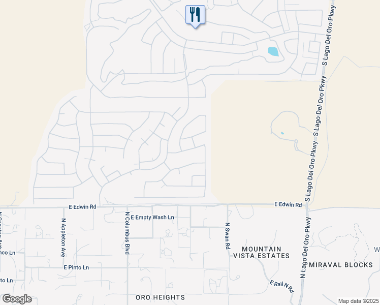 map of restaurants, bars, coffee shops, grocery stores, and more near 62817 East Sandlewood Road in Tucson