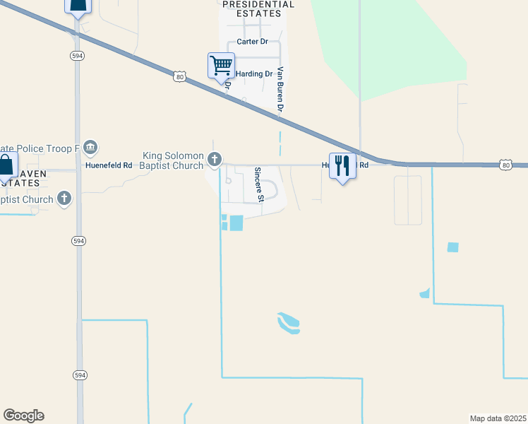 map of restaurants, bars, coffee shops, grocery stores, and more near 107 Lovely Lane in Monroe