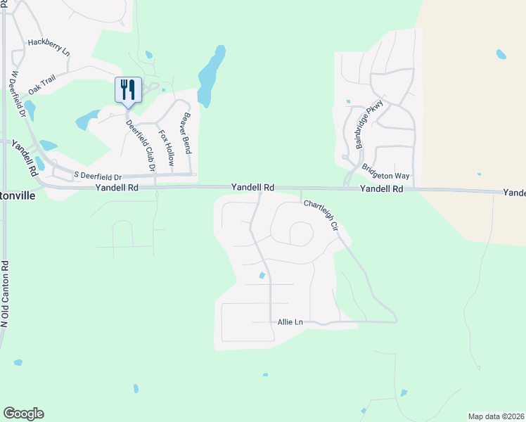map of restaurants, bars, coffee shops, grocery stores, and more near 106 Cedar Green Drive in Canton