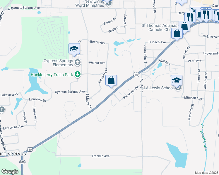 map of restaurants, bars, coffee shops, grocery stores, and more near 1902 West California Avenue in Ruston