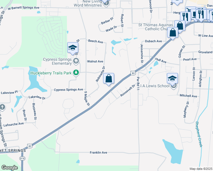 map of restaurants, bars, coffee shops, grocery stores, and more near 1902 West California Avenue in Ruston