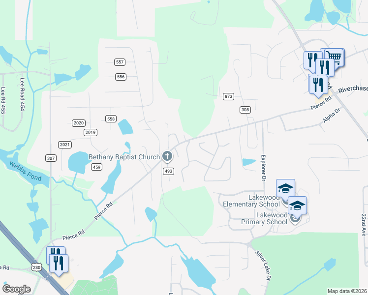 map of restaurants, bars, coffee shops, grocery stores, and more near 5111 Briarwood Court in Phenix City