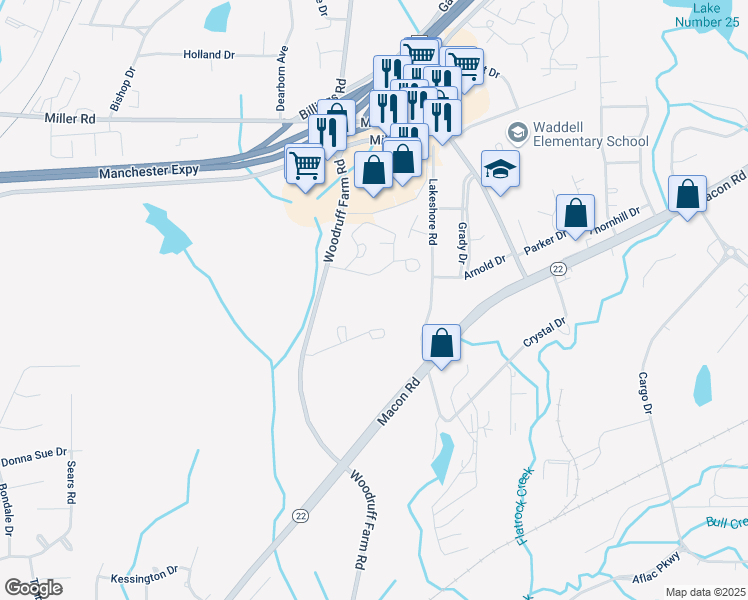map of restaurants, bars, coffee shops, grocery stores, and more near 5358 Woodruff Farm Road in Columbus