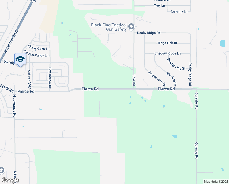 map of restaurants, bars, coffee shops, grocery stores, and more near 549 Pierce Road in Red Oak