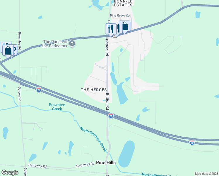 map of restaurants, bars, coffee shops, grocery stores, and more near 289 Britton Road in Calhoun