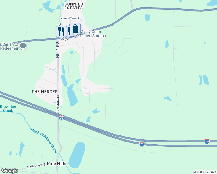 map of restaurants, bars, coffee shops, grocery stores, and more near 505 Pine Hills Drive in Calhoun