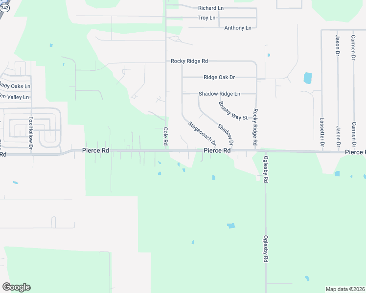 map of restaurants, bars, coffee shops, grocery stores, and more near 707 Pierce Road in Red Oak