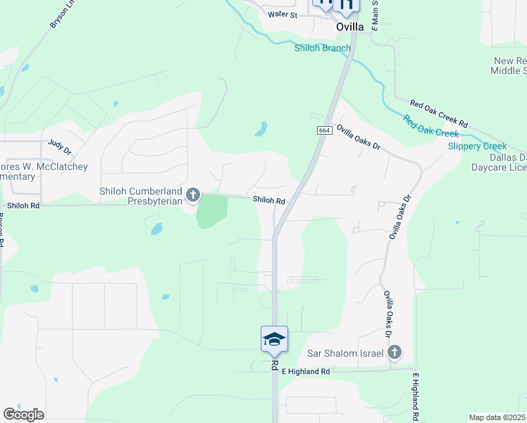 map of restaurants, bars, coffee shops, grocery stores, and more near 3610 Ovilla Road in Midlothian