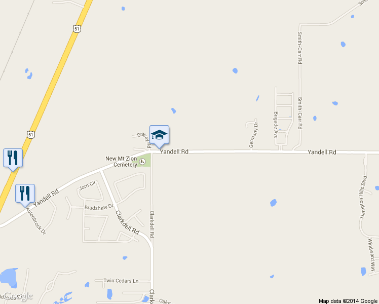 map of restaurants, bars, coffee shops, grocery stores, and more near 294 Yandell Road in Canton