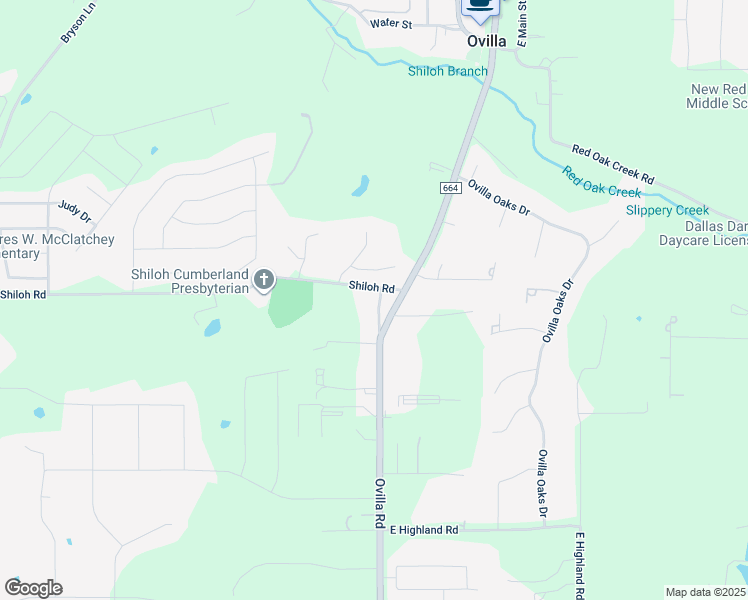 map of restaurants, bars, coffee shops, grocery stores, and more near 3610 Ovilla Road in Midlothian