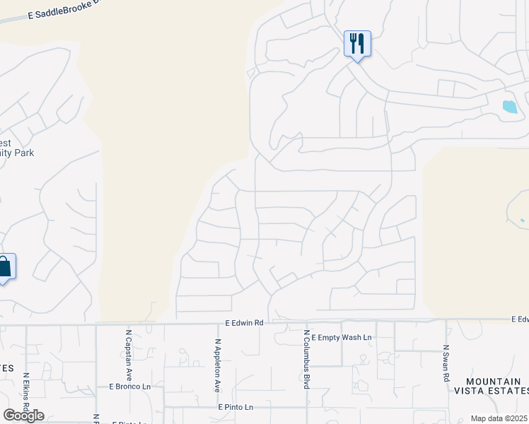 map of restaurants, bars, coffee shops, grocery stores, and more near 62108 East Briarwood Drive in Tucson