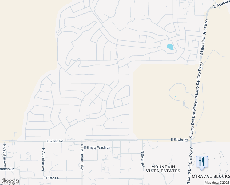 map of restaurants, bars, coffee shops, grocery stores, and more near 39565 South Summerwood Drive in Tucson