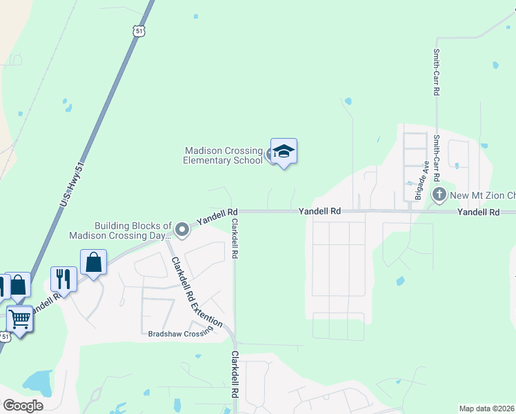 map of restaurants, bars, coffee shops, grocery stores, and more near 294 Yandell Road in Canton