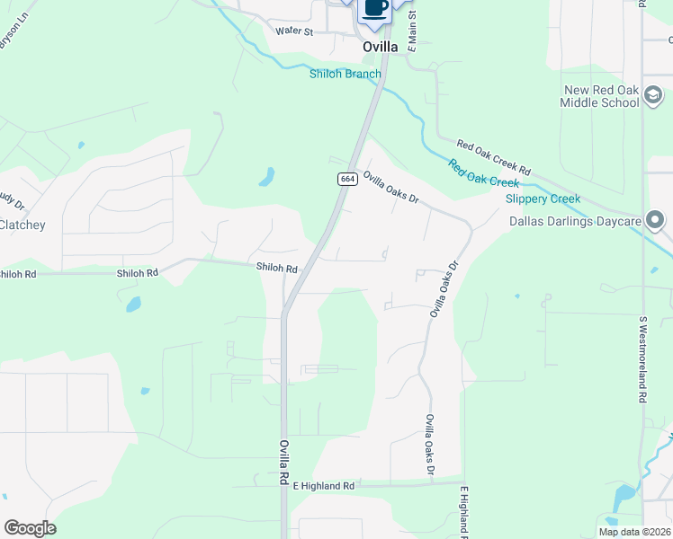 map of restaurants, bars, coffee shops, grocery stores, and more near 3611 Ovilla Road in Ovilla