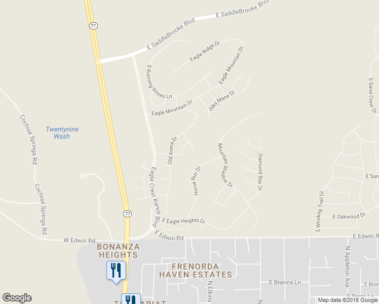 map of restaurants, bars, coffee shops, grocery stores, and more near 39550 Cinch Strap Place in Tucson