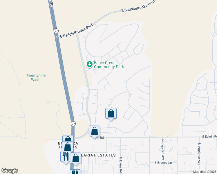 map of restaurants, bars, coffee shops, grocery stores, and more near 39443 Cinch Strap Place in Tucson