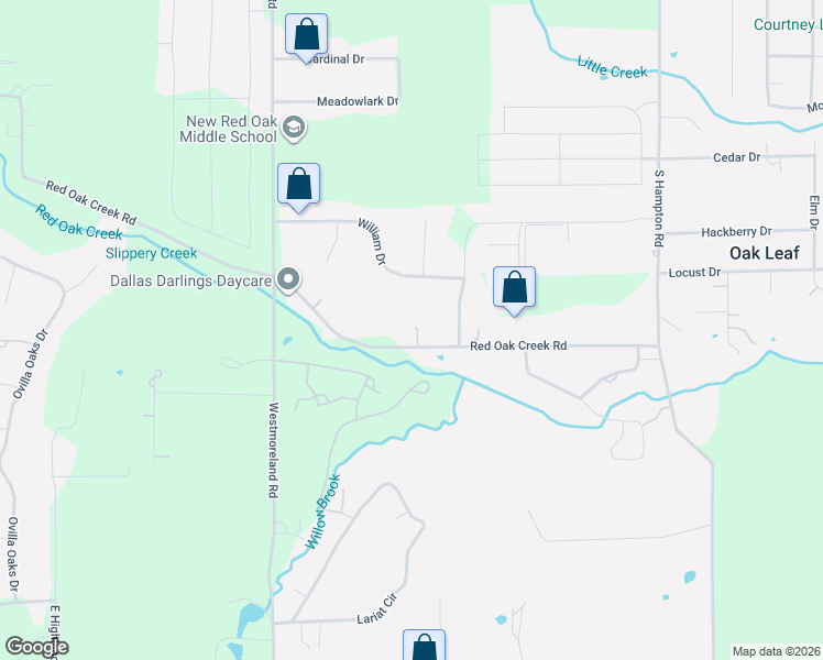 map of restaurants, bars, coffee shops, grocery stores, and more near 905 Red Oak Creek Road in Ovilla