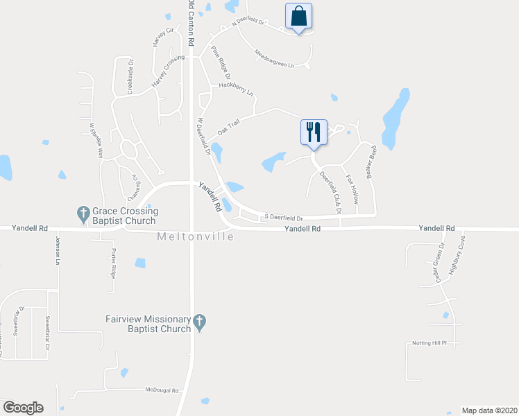 map of restaurants, bars, coffee shops, grocery stores, and more near 530 South Deerfield Drive in Canton