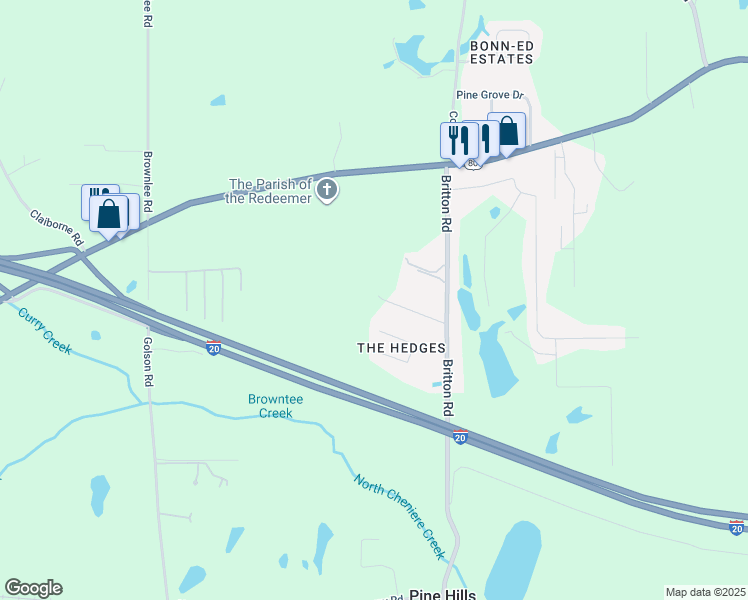 map of restaurants, bars, coffee shops, grocery stores, and more near 200 Cheeks Drive in Calhoun