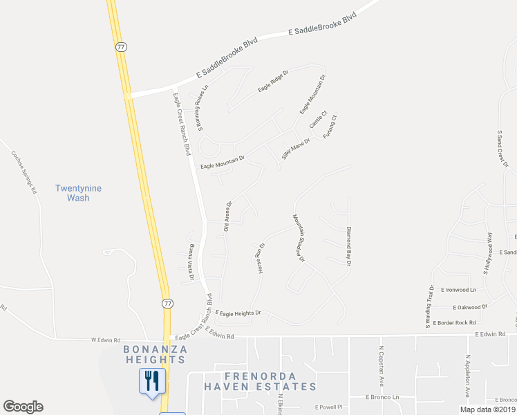 map of restaurants, bars, coffee shops, grocery stores, and more near 39497 Cinch Strap Place in Tucson