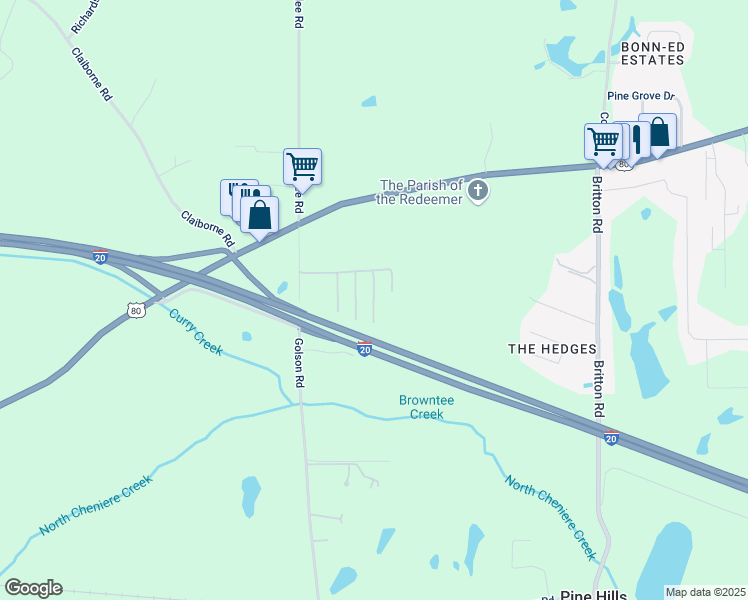 map of restaurants, bars, coffee shops, grocery stores, and more near 161 Cowboy Lane in Calhoun