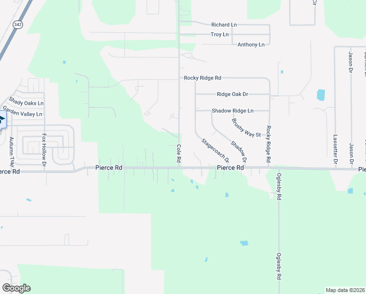map of restaurants, bars, coffee shops, grocery stores, and more near 110 Cole Road in Red Oak