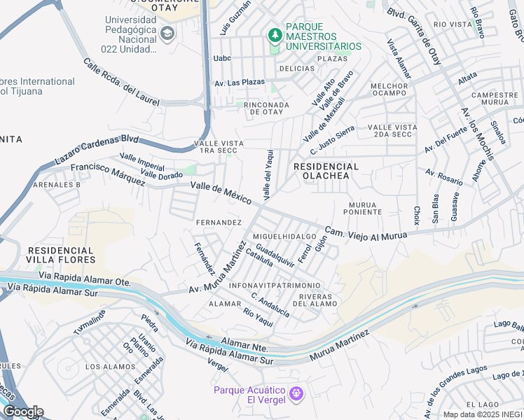 map of restaurants, bars, coffee shops, grocery stores, and more near 3850 Avenida Murua Martínez in Tijuana