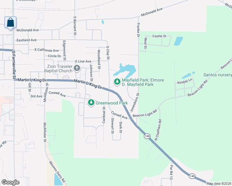 map of restaurants, bars, coffee shops, grocery stores, and more near 1600-1846 Martin L King Drive in Ruston