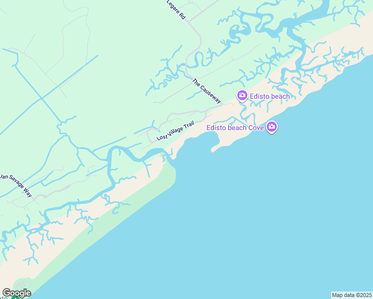 map of restaurants, bars, coffee shops, grocery stores, and more near 59 Lost Village Trail in Edisto Island