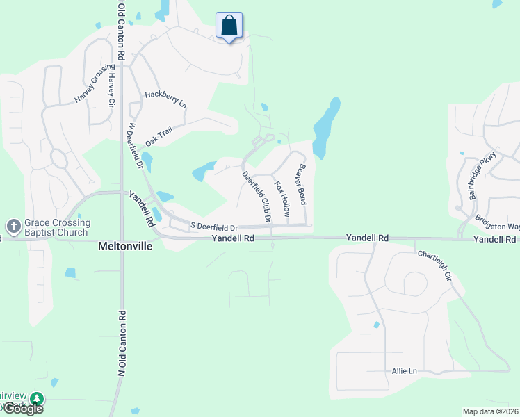 map of restaurants, bars, coffee shops, grocery stores, and more near 207 Deerfield Club Drive in Canton