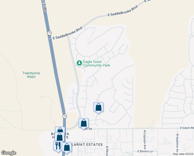 map of restaurants, bars, coffee shops, grocery stores, and more near 39443 Cinch Strap Place in Tucson